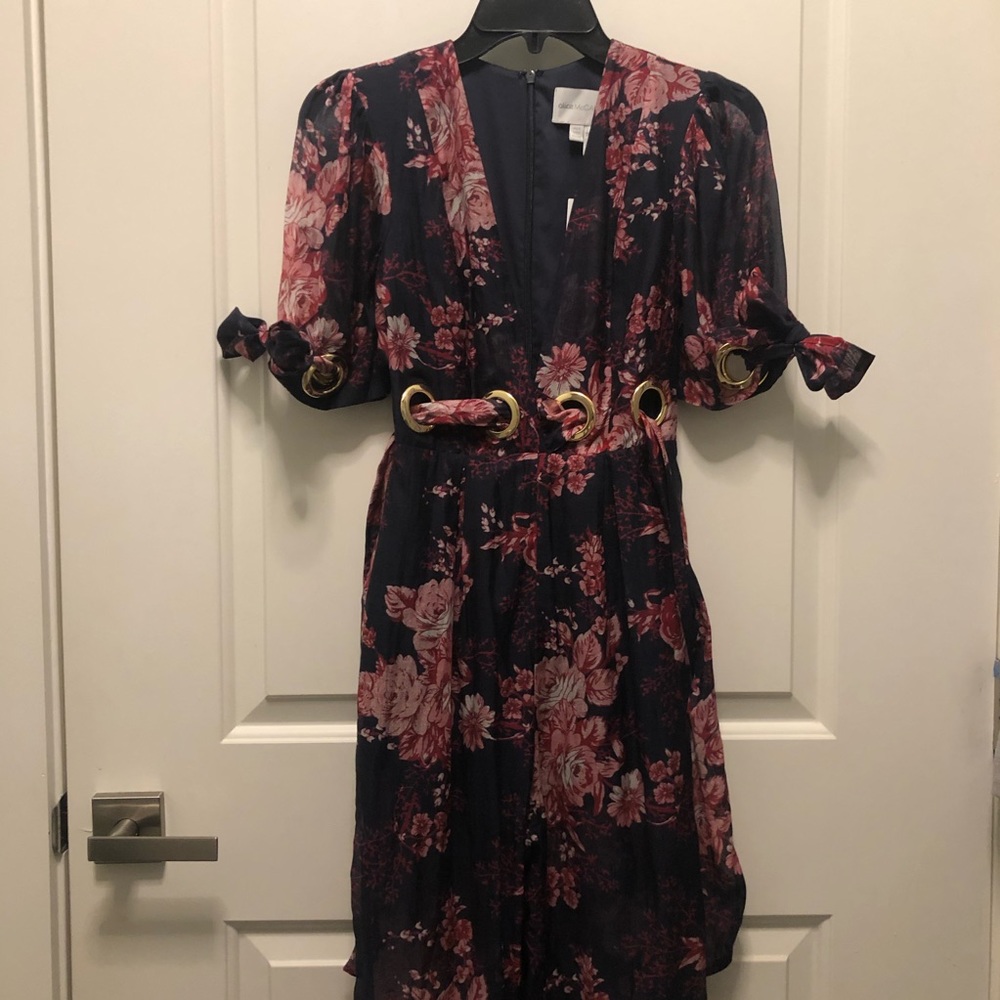 Alice McCall Everything Short Sleeve Plunging Sheer Floral Jumpsuit 0 - Picture 6 of 8